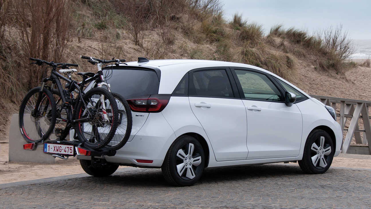 Jazz Hybrid rear three quarters with Bicycle carrier