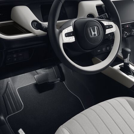 Close up of interior Honda Jazz Hybrid with illumination pack.