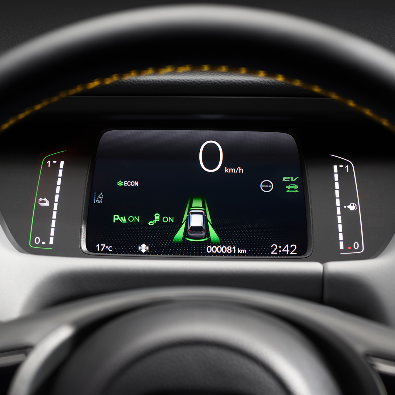 Close up of Honda Jazz Digital display. 