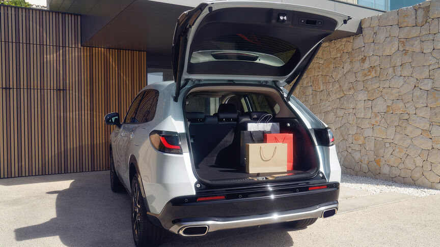 Honda SUV with boot open parked