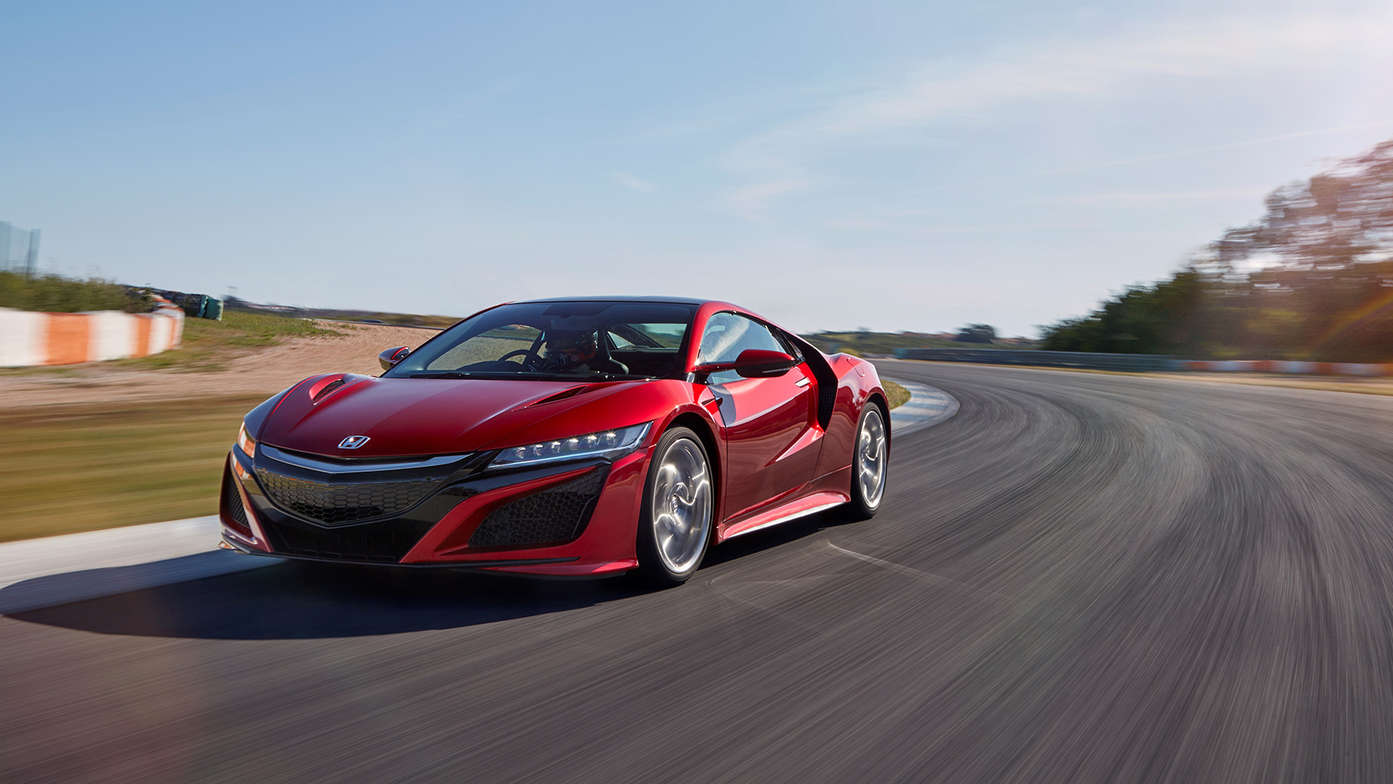 The latest Honda NSX, front three-quarter facing.