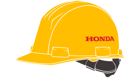Honda hard hat illustration, facing side on.