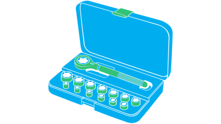 Honda ratchet set illustration, facing side on.