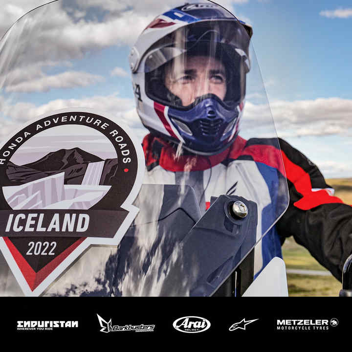 A man on a Honda Motorcycle in Iceland