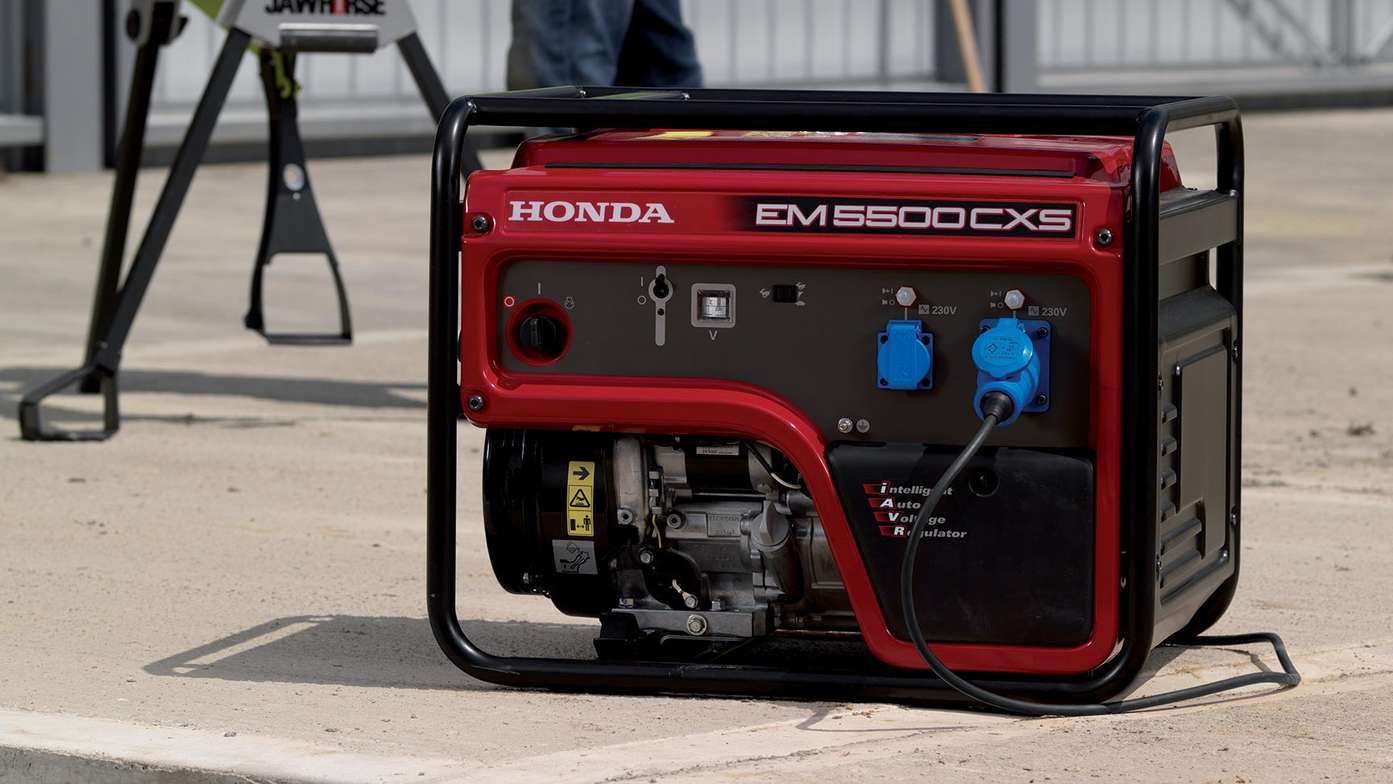 close up of a petrol-fuelled power generator.