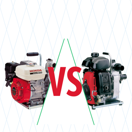 Illustration with comparison of two Honda water pumps.
