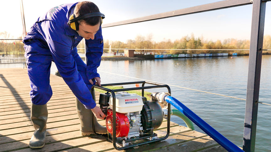 Close up of high flow rate/chemical, being used by model.