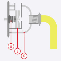 Illustration showing water pump engine.