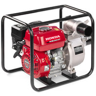 Honda commercial high flow water pump with black frame - front side view. 