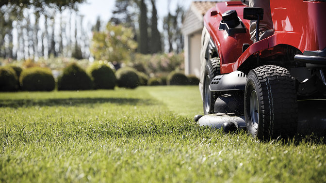 Front view of Honda ride-on mower.