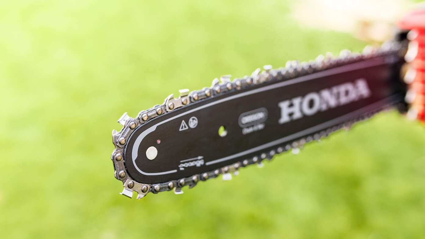 Close up of the Honda Cordless Chainsaw.