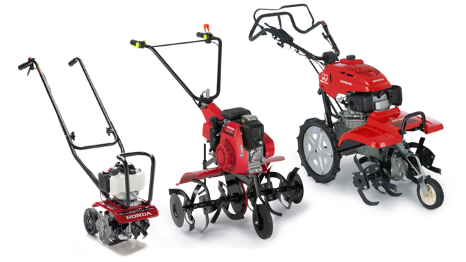 3x tillers. Front 3 quarter right facing.