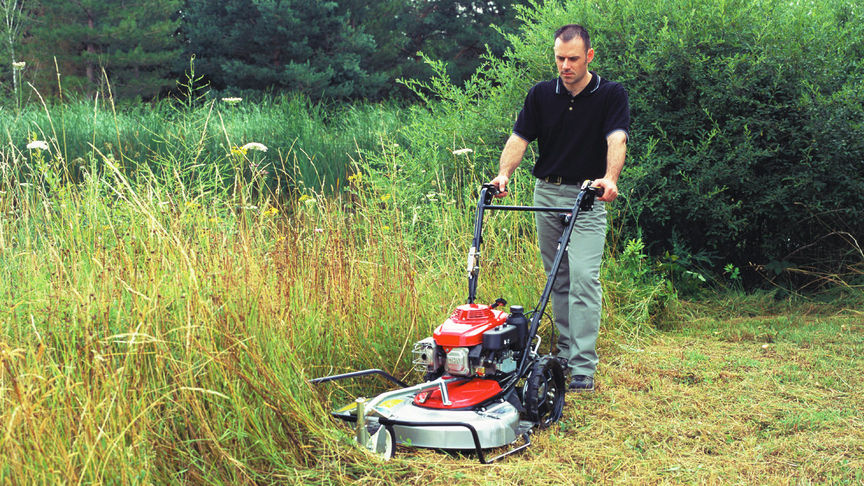 Honda Grass Cutter lawnmower close up on lawn