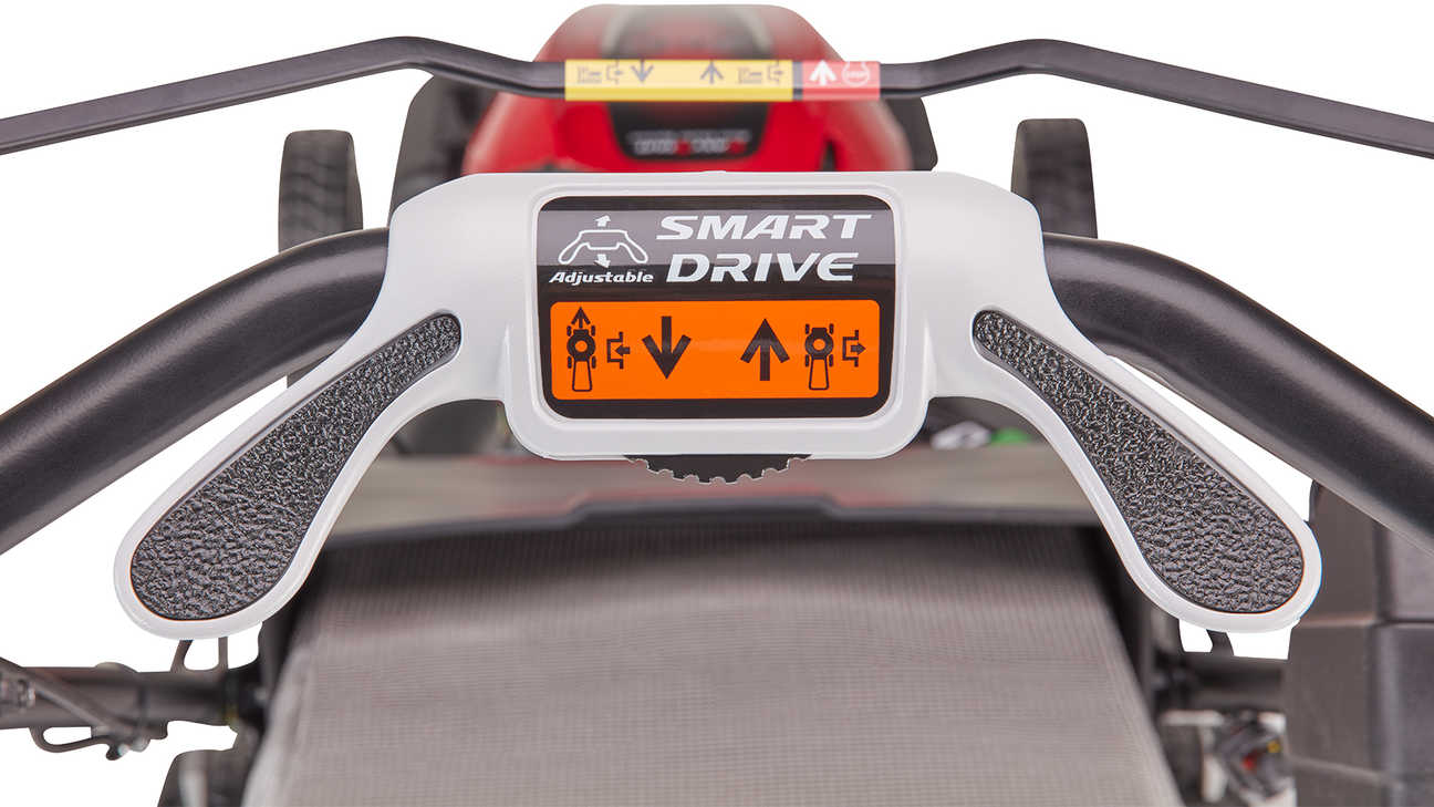 close up of honda izy petrol lawnmower smart drive speed control