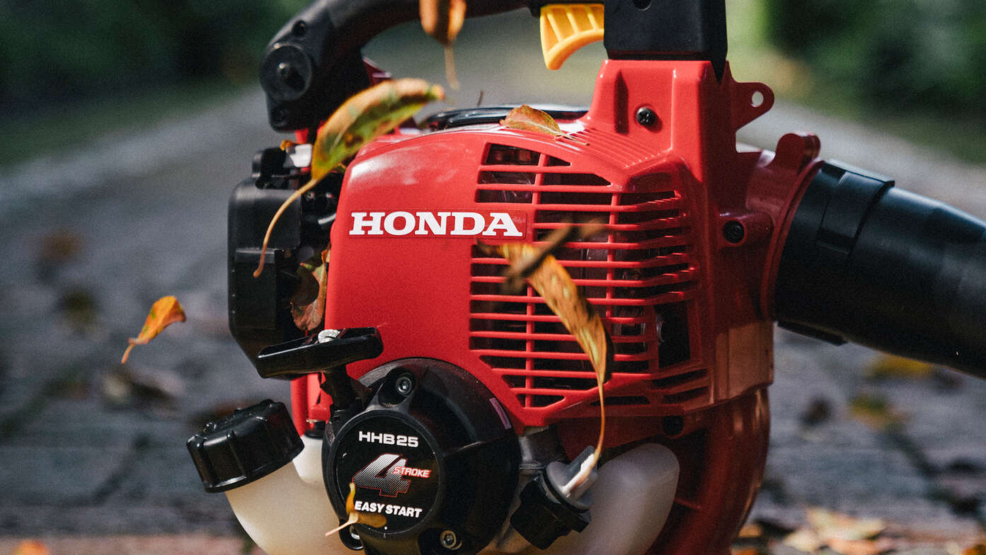 Close up of Honda Leafblower in street location.