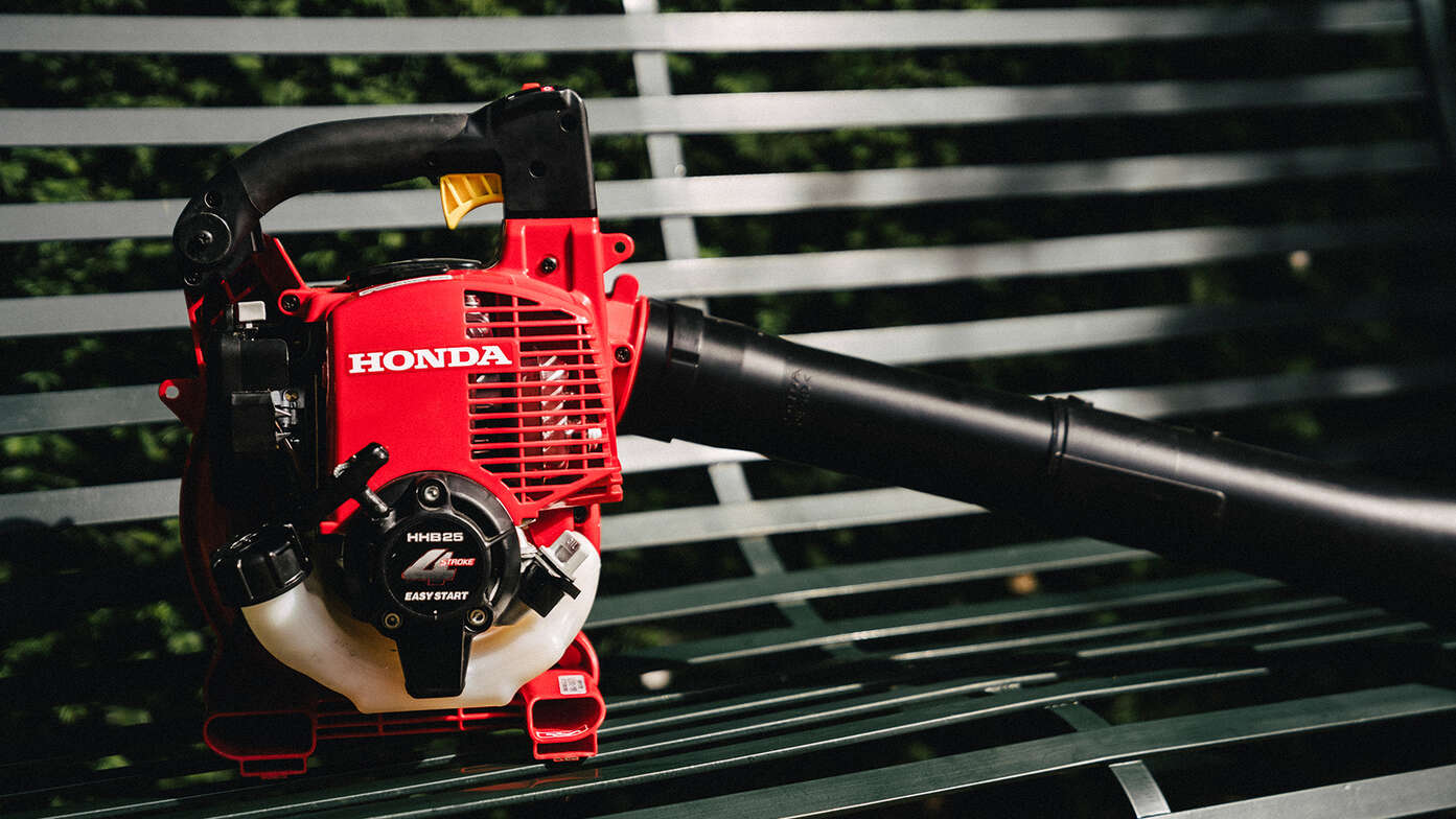 Close up of Honda Leafblower on the bench.