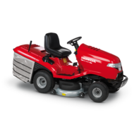 Premium lawn tractor, front three-quarter, right facing.