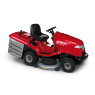 Premium lawn tractor, front three-quarter, right facing.