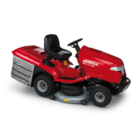 Premium lawn tractor, front three-quarter, right facing.