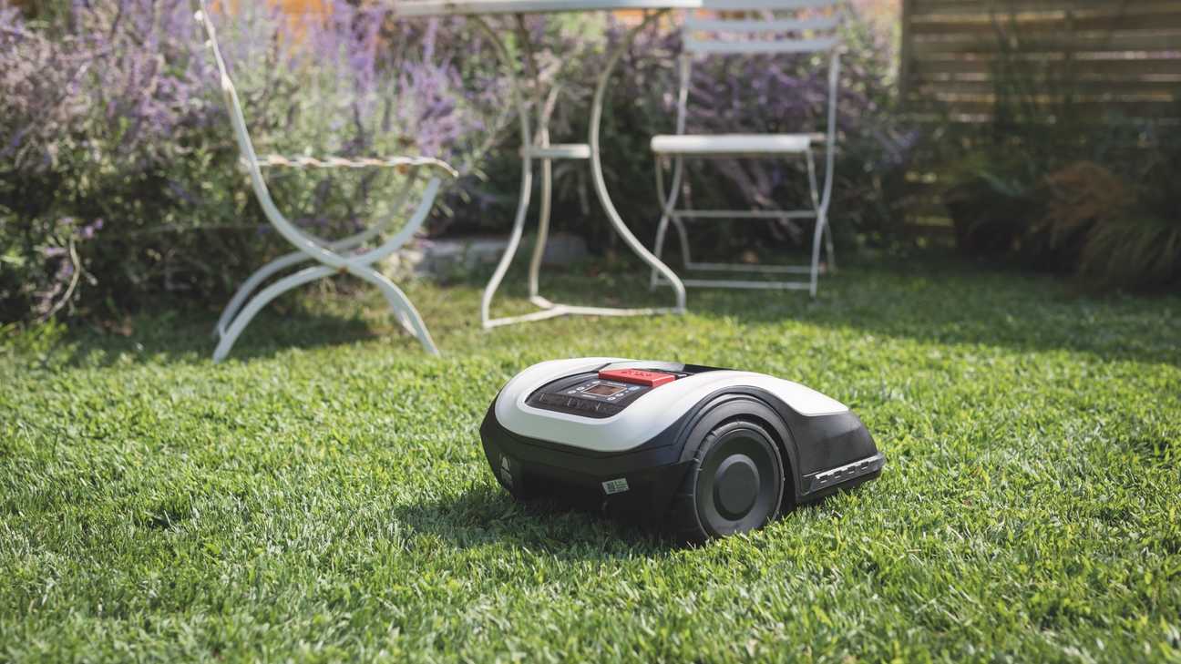 Three-quarter back view of Honda Miimo in garden location with table and chairs in the background.