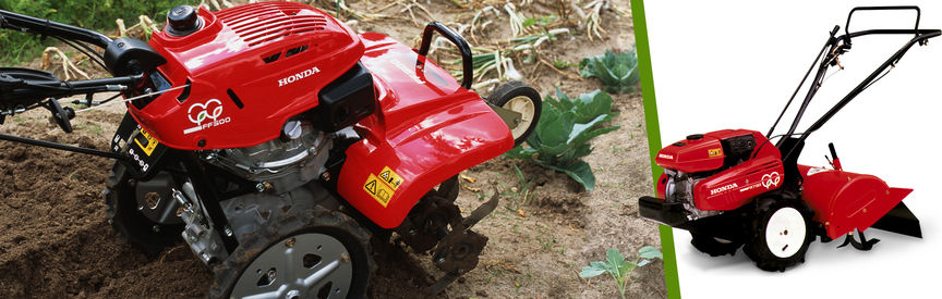 reverse angled view of honda rotary tiller 