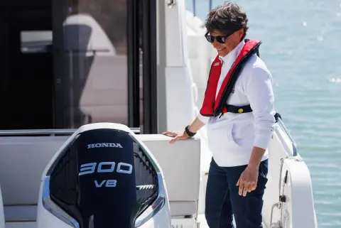 Close up of BF350 on the boat in sea location.