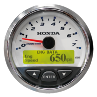 close up of speedometer of a honda boat engine