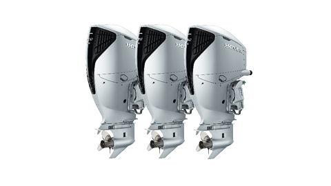 BF200, BF225 and BF250 front three-quarter facing engines.