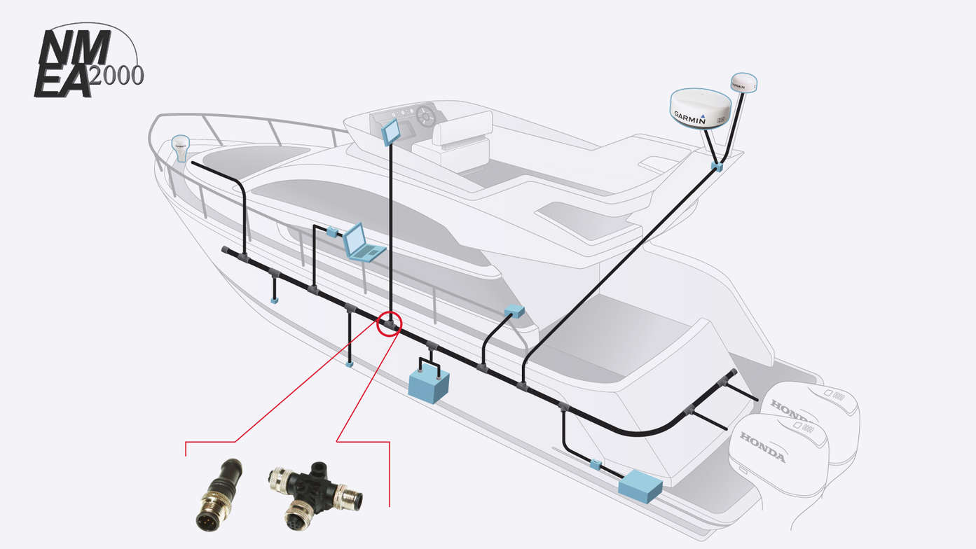 illustration highlighting the plug and play features of the honda bf 40-50 boat engines