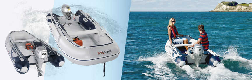 Left: 2x Honda inflatables. Right: Honda inflatable, being used by models, coastal location.