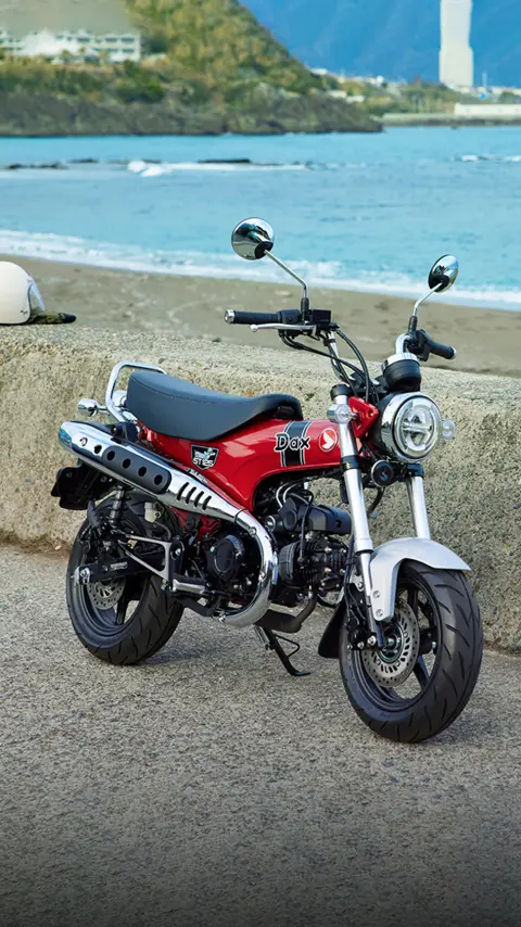 Honda Dax 125 with coastal backdrop