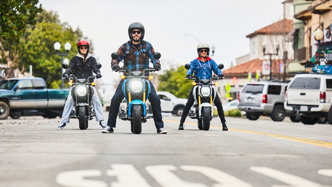 MSX125 Grom group of riders in town