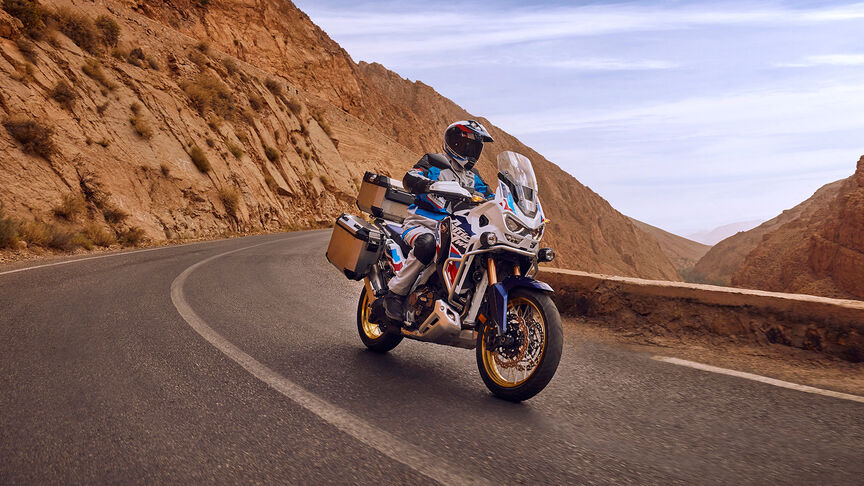 Africa Twin Off-road with rider on sand dune