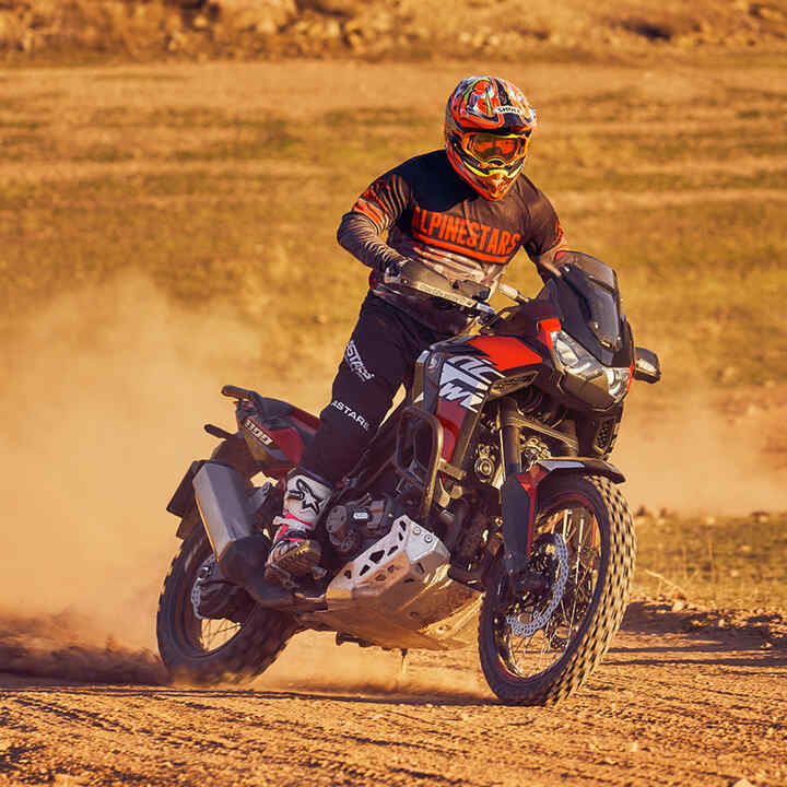 Man on a Honda Africa Twin riding offroad