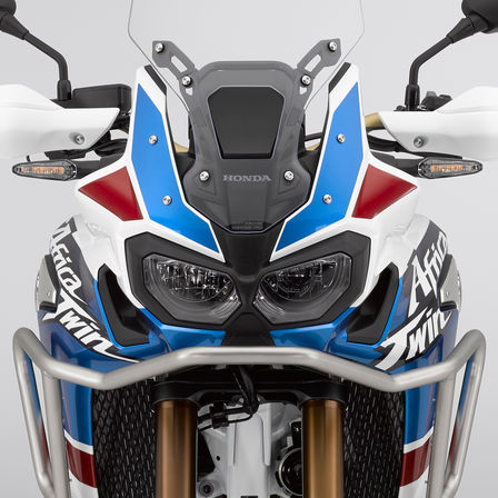 Close up of Honda Africa Twin Adventure Sports front lights.