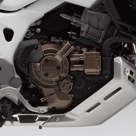 Close up of Honda Africa Twin Adventure Sports engine.