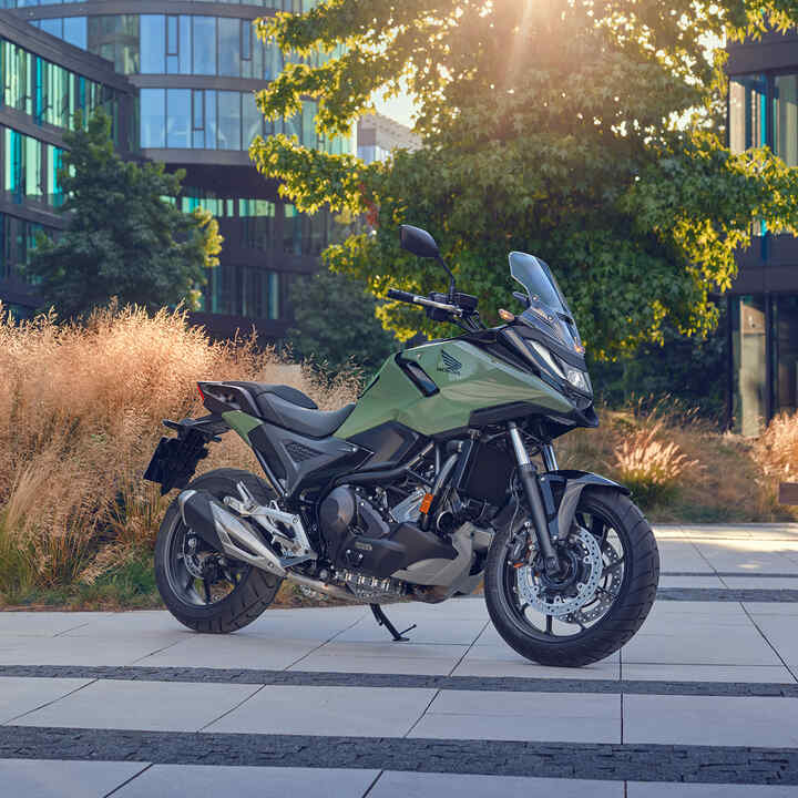 Honda NC750X motorcycle parked in a city location.