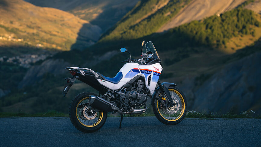 XL750 Transalp on mountain road.