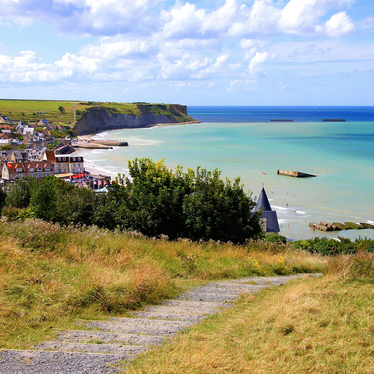 View over the D-day beaches at Arromanches les Bains, Normandy, France