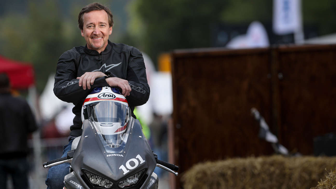 Freddie Spencer on a Customized Honda Fireblade.