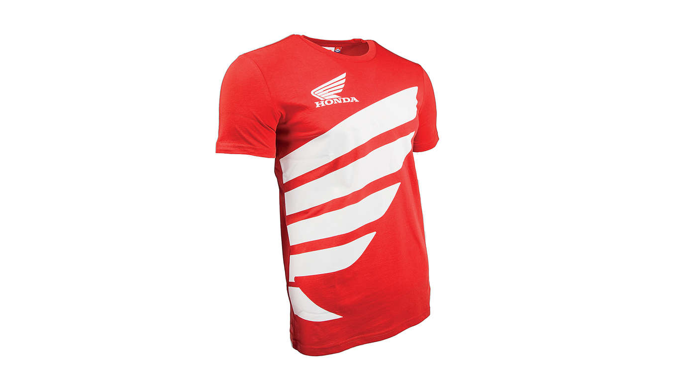 Red Honda HRC T-shirt with Honda wing logo.