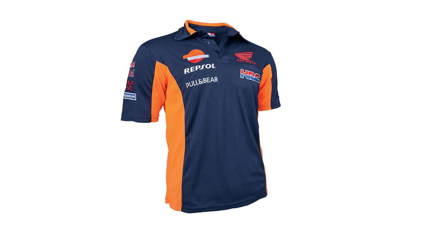 Blue Honda MotoGP team colours with Repsol logo.