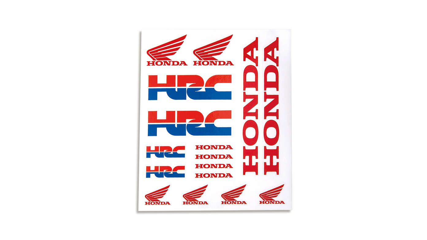 Vinyl Honda HRC Sticker Set with Honda HRC race-team and Honda wing logos.