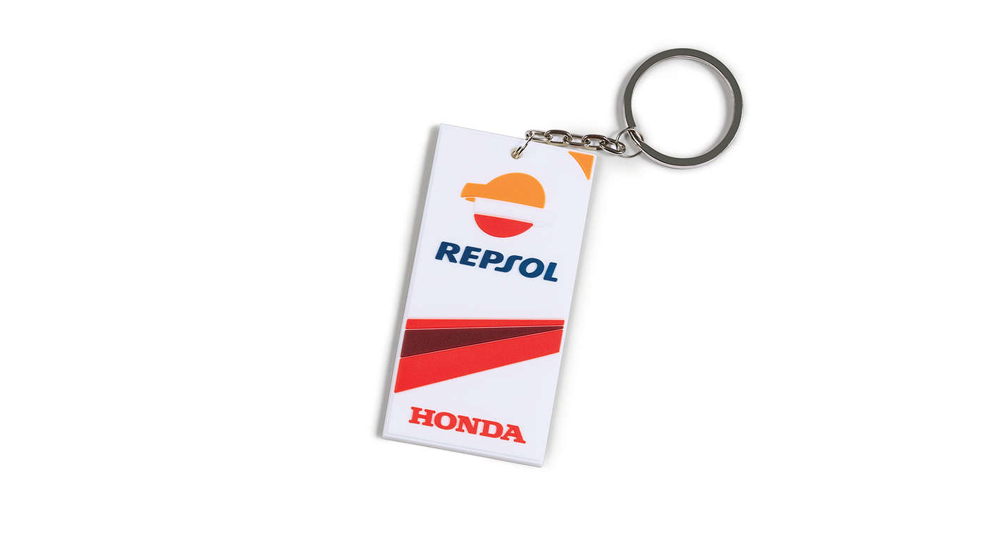 Key ring with Honda MotoGP colours and Repsol logo.