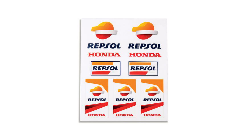 Vinyl Honda Repsol Sticker Set with Honda MotoGP colours and Repsol logo.