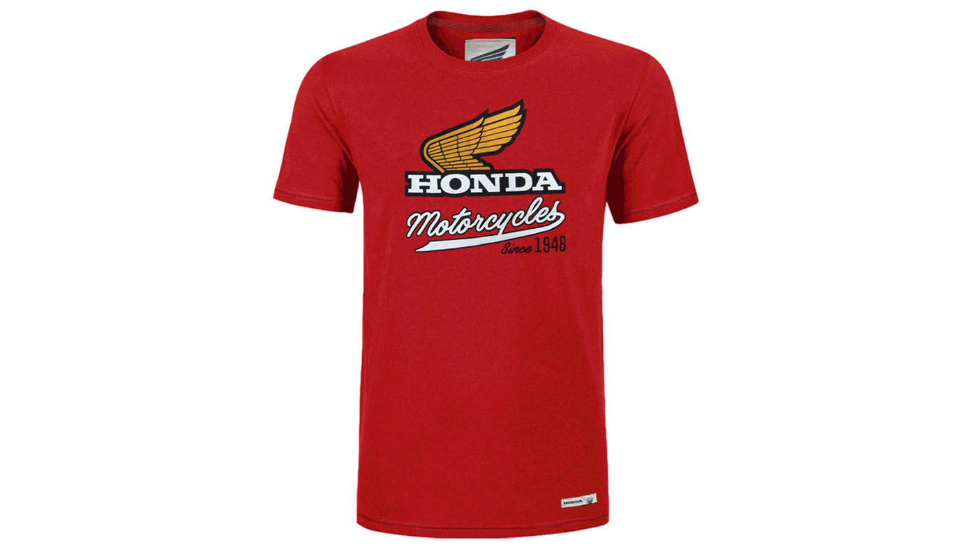 Red vintage Honda t-shirt. 