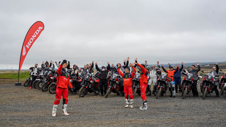 Landscape of Morroco with Honda Adventure road riders.