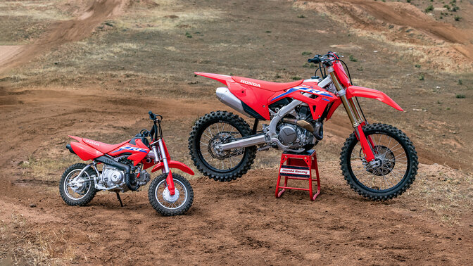 Honda CRF50R and CRF250R static off road