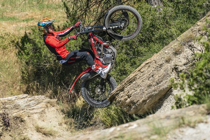 Toni Bou performing a stoppie