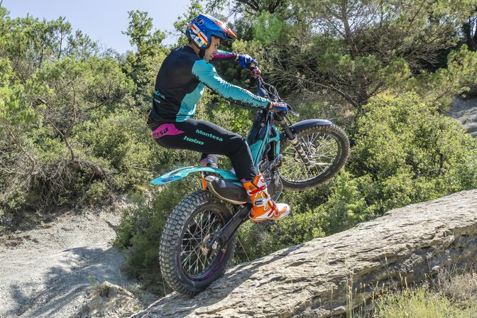 Toni Bou performing a stoppie